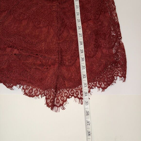 Free People She's Got It Lace Sleeveless Mini Slip Dress Rust Red Button Back S - Picture 9 of 11